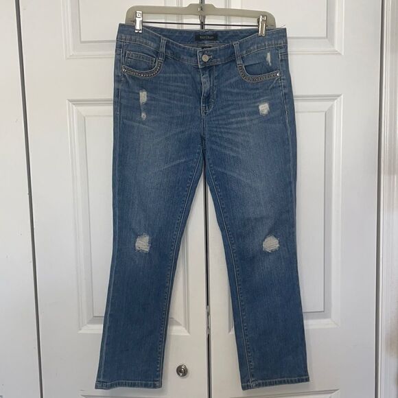 White House Black Market Denim - White House black market slim crop bedazzled jeans
